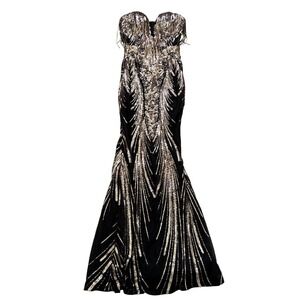 Faeriesty | Dresses | Strapless Black Sequin Gown | Poshmark